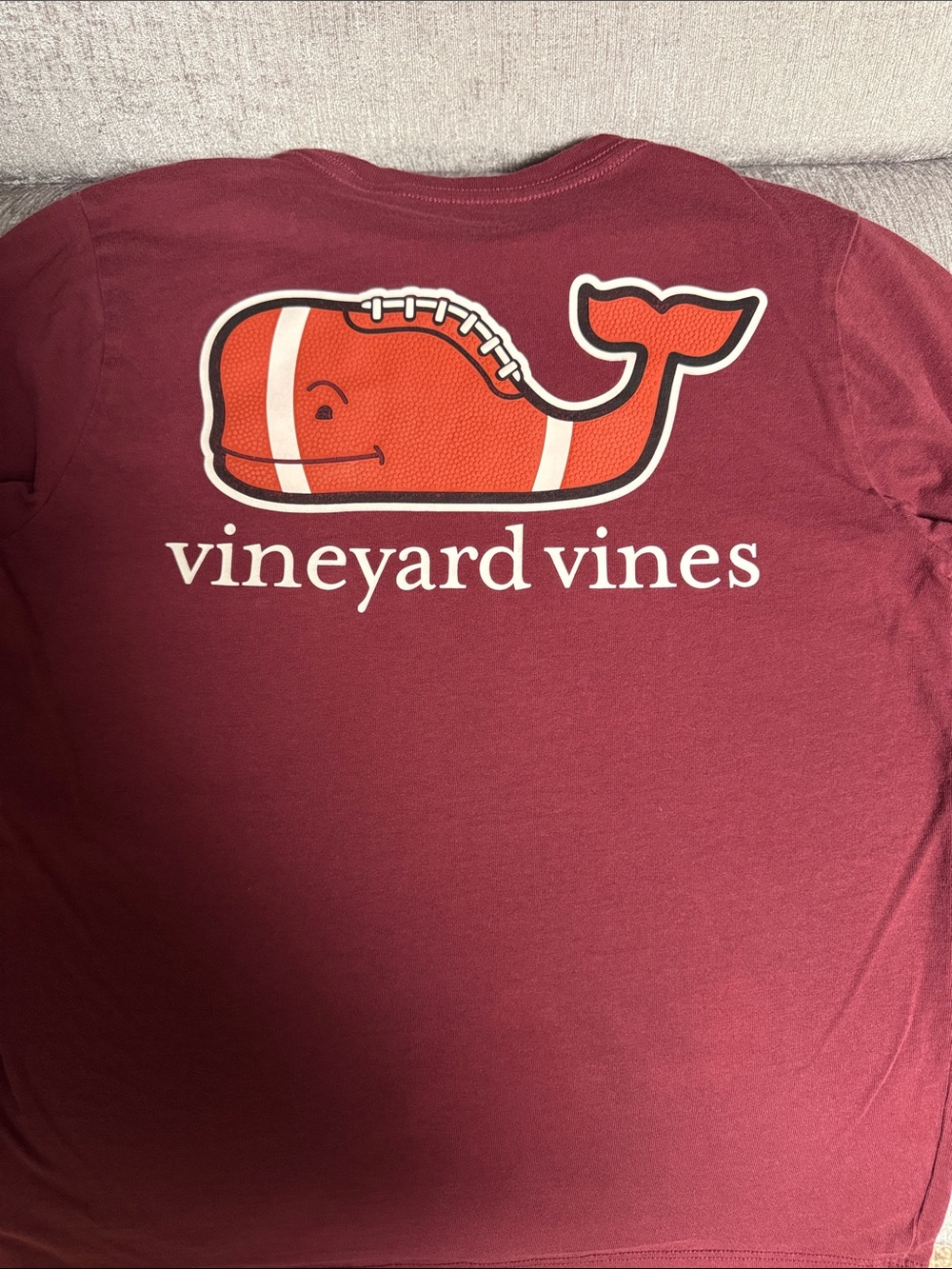 Vineyard Vines kid’s Long-Sleeve Pocket Tee - Maroon with White Sleeve Logo